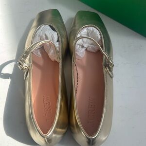 Gold Maryjane flats J crew never worn